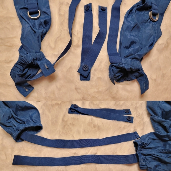 Helmut Lang Sheer Bomber Jacket Cobalt Blue Sz XS 100% Lamb Shearling Fur Collar - Picture 13 of 16